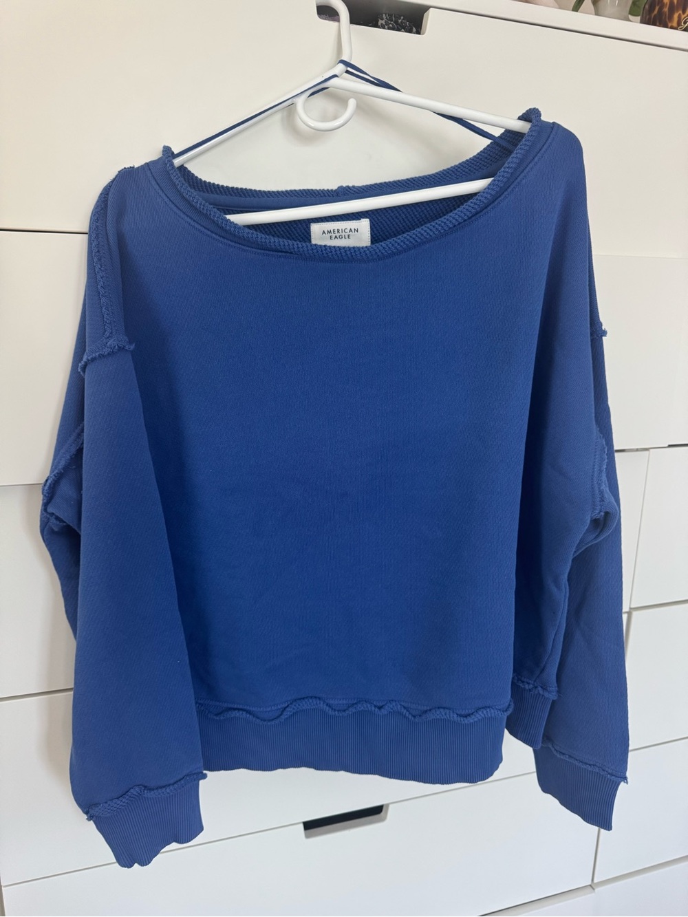 American Eagle Outfitters Royal Blue Women's off Shoulder Pullover Sweatshirt